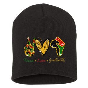 Peace Love Juneteenth Black History Pride African American Short Acrylic Beanie