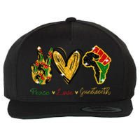 Peace Love Juneteenth Black History Pride African American Wool Snapback Cap