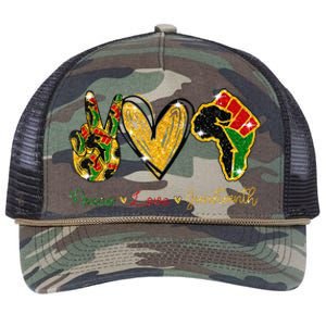 Peace Love Juneteenth Black History Pride African American Retro Rope Trucker Hat Cap