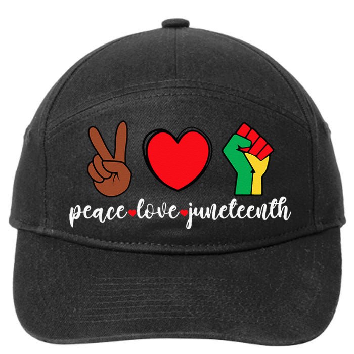 Peace Love Juneteenth Pride Black Girl Black Queen & King 7-Panel Snapback Hat