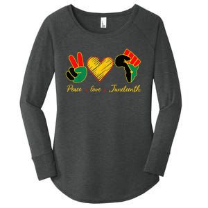 Peace Love Juneteenth Pride Black Girl Black Queen & King Women's Perfect Tri Tunic Long Sleeve Shirt