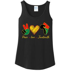 Peace Love Juneteenth Pride Black Girl Black Queen & King Ladies Essential Tank