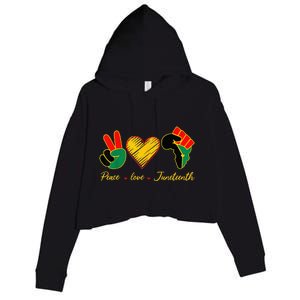 Peace Love Juneteenth Pride Black Girl Black Queen & King Crop Fleece Hoodie