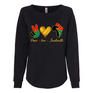 Peace Love Juneteenth Pride Black Girl Black Queen & King Womens California Wash Sweatshirt