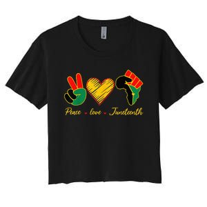 Peace Love Juneteenth Pride Black Girl Black Queen & King Women's Crop Top Tee