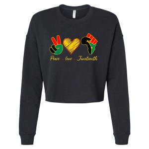 Peace Love Juneteenth Pride Black Girl Black Queen & King Cropped Pullover Crew