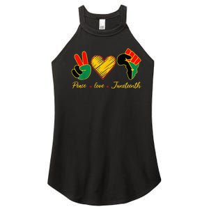 Peace Love Juneteenth Pride Black Girl Black Queen & King Women's Perfect Tri Rocker Tank