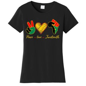 Peace Love Juneteenth Pride Black Girl Black Queen & King Women's T-Shirt