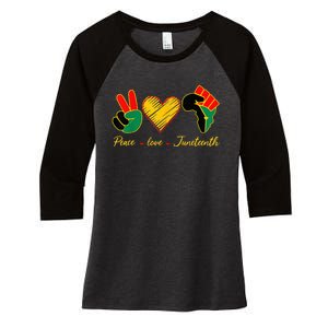 Peace Love Juneteenth Pride Black Girl Black Queen & King Women's Tri-Blend 3/4-Sleeve Raglan Shirt