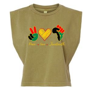 Peace Love Juneteenth Pride Black Girl Black Queen & King Garment-Dyed Women's Muscle Tee