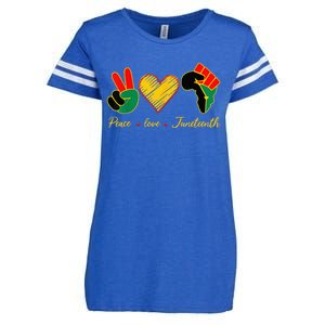 Peace Love Juneteenth Pride Black Girl Black Queen & King Enza Ladies Jersey Football T-Shirt