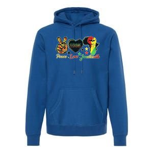 Peace Love Junenth Pride Black Black Queen And King Gift Premium Hoodie