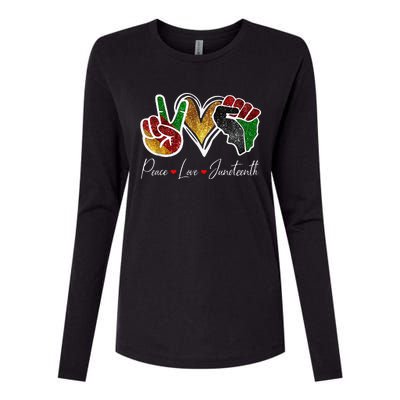 Peace Love Juneteenth Black Pride Freedom 4th Of July Womens Cotton Relaxed Long Sleeve T-Shirt