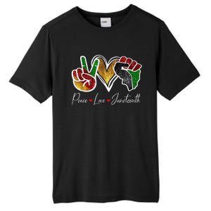 Peace Love Juneteenth Black Pride Freedom 4th Of July Tall Fusion ChromaSoft Performance T-Shirt