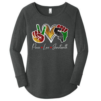 Peace Love Juneteenth Black Pride Freedom 4th Of July Women's Perfect Tri Tunic Long Sleeve Shirt