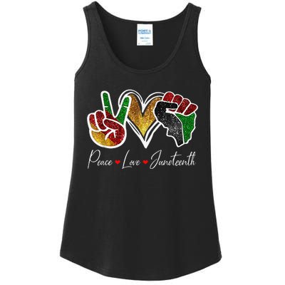 Peace Love Juneteenth Black Pride Freedom 4th Of July Ladies Essential Tank