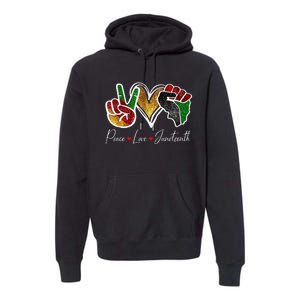 Peace Love Juneteenth Black Pride Freedom 4th Of July Premium Hoodie