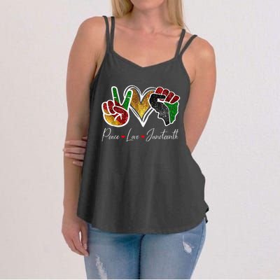 Peace Love Juneteenth Black Pride Freedom 4th Of July Women's Strappy Tank