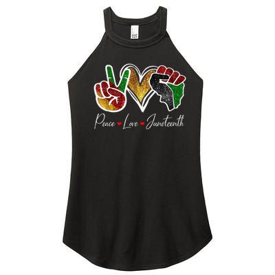 Peace Love Juneteenth Black Pride Freedom 4th Of July Women’s Perfect Tri Rocker Tank