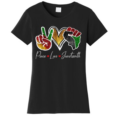 Peace Love Juneteenth Black Pride Freedom 4th Of July Women's T-Shirt