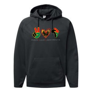 Peace Love Juneteenth Pride Black Remembering My Ancestors Performance Fleece Hoodie