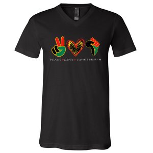 Peace Love Juneteenth Pride Black Remembering My Ancestors V-Neck T-Shirt