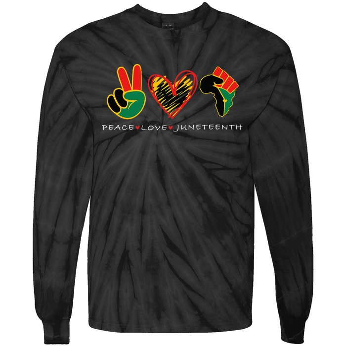 Peace Love Juneteenth Pride Black Remembering My Ancestors Tie-Dye Long Sleeve Shirt