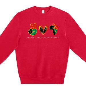 Peace Love Juneteenth Pride Black Remembering My Ancestors Premium Crewneck Sweatshirt