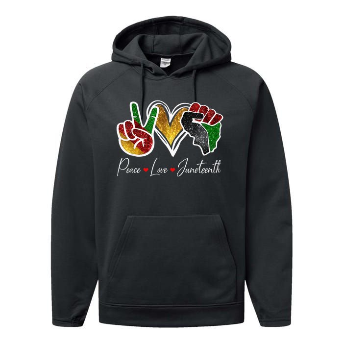 Peace Love Juneteenth Black Pride Freedom 4th Of July Performance Fleece Hoodie