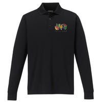 Peace Love Juneteenth Black Pride Freedom 4th Of July Performance Long Sleeve Polo