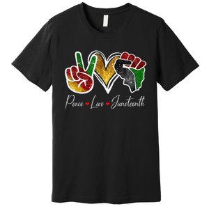 Peace Love Juneteenth Black Pride Freedom 4th Of July Premium T-Shirt