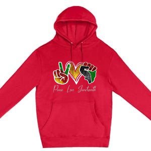 Peace Love Juneteenth Black Pride Freedom 4th Of July Premium Pullover Hoodie