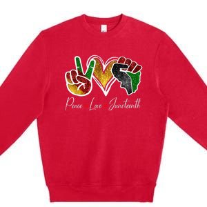 Peace Love Juneteenth Black Pride Freedom 4th Of July Premium Crewneck Sweatshirt