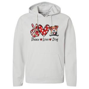 Peace Love Jack Russell Terrier Dog Lovers Leopard Performance Fleece Hoodie