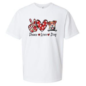 Peace Love Jack Russell Terrier Dog Lovers Leopard Sueded Cloud Jersey T-Shirt