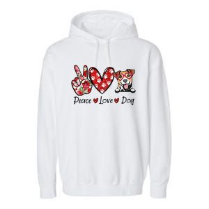 Peace Love Jack Russell Terrier Dog Lovers Leopard Garment-Dyed Fleece Hoodie