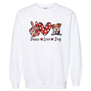 Peace Love Jack Russell Terrier Dog Lovers Leopard Garment-Dyed Sweatshirt