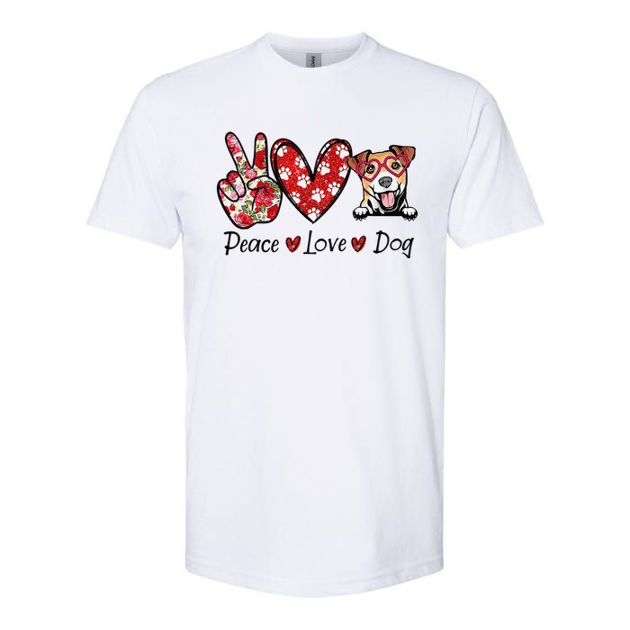 Peace Love Jack Russell Terrier Dog Lovers Leopard Softstyle CVC T-Shirt