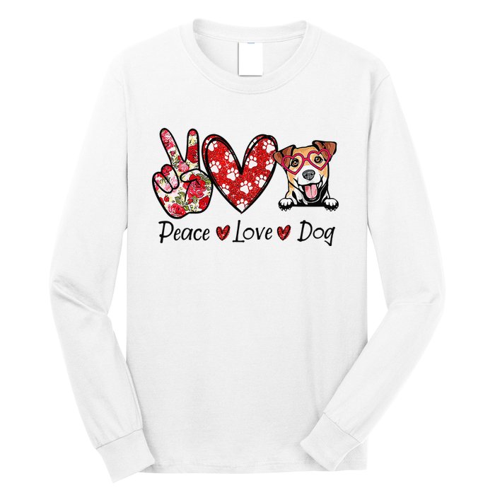 Peace Love Jack Russell Terrier Dog Lovers Leopard Long Sleeve Shirt