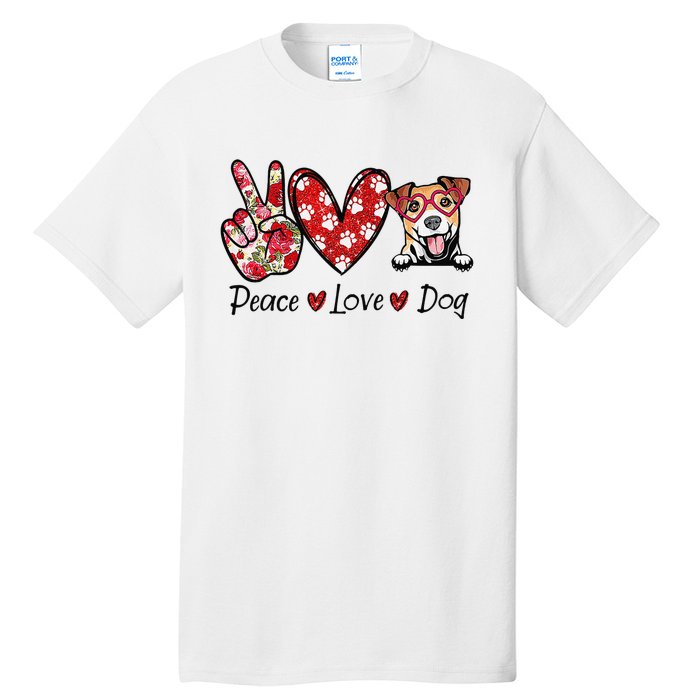 Peace Love Jack Russell Terrier Dog Lovers Leopard Tall T-Shirt