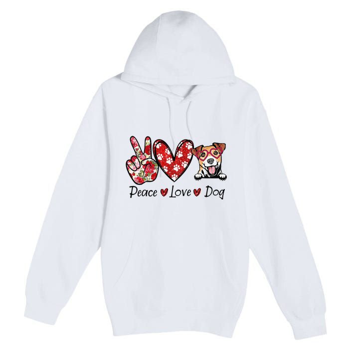 Peace Love Jack Russell Terrier Dog Lovers Leopard Premium Pullover Hoodie