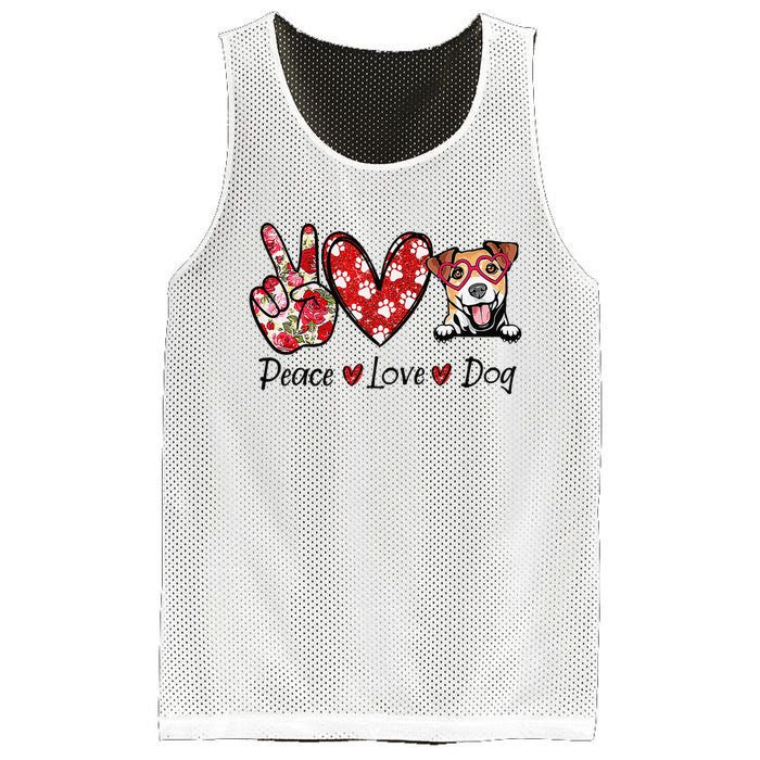 Peace Love Jack Russell Terrier Dog Lovers Leopard Mesh Reversible Basketball Jersey Tank