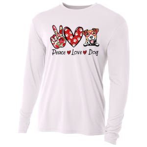 Peace Love Jack Russell Terrier Dog Lovers Leopard Cooling Performance Long Sleeve Crew