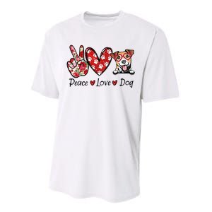 Peace Love Jack Russell Terrier Dog Lovers Leopard Performance Sprint T-Shirt