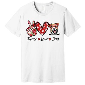 Peace Love Jack Russell Terrier Dog Lovers Leopard Premium T-Shirt