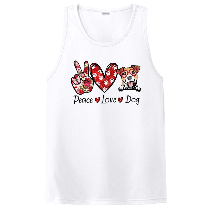 Peace Love Jack Russell Terrier Dog Lovers Leopard PosiCharge Competitor Tank