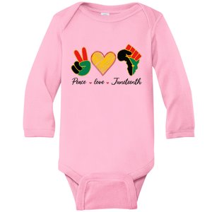 Peace Love Junenth Pride Black Girl Black Queen & King Baby Long Sleeve Bodysuit