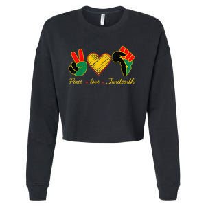 Peace Love Juneteenth Pride Black Queen & King Cropped Pullover Crew