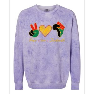 Peace Love Juneteenth Pride Black Black Queen & King Colorblast Crewneck Sweatshirt