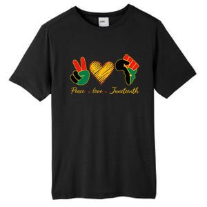 Peace Love Juneteenth Pride Black Black Queen & King Tall Fusion ChromaSoft Performance T-Shirt